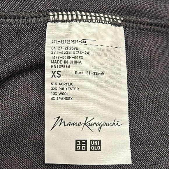 Uniqlo Mame Kurogouchi Wool Blend Turtleneck Long Sleeve T-Shirt Gray XS EUC - Picture 5 of 6